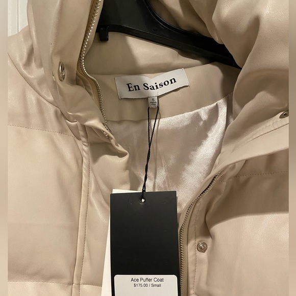 EN SAISON VEGAN LEATHER NATURAL PUFFER JACKET - Picture 4 of 5